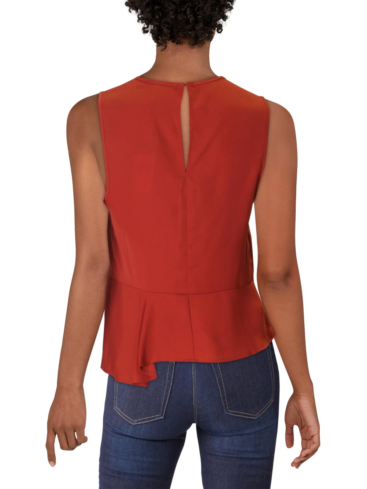 BCBGMaxazria Women's Peplum Asymmetric Blouse Copper Size M