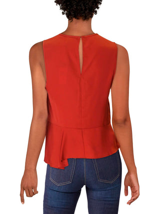 BCBGMaxazria Women's Peplum Asymmetric Blouse Copper Size M