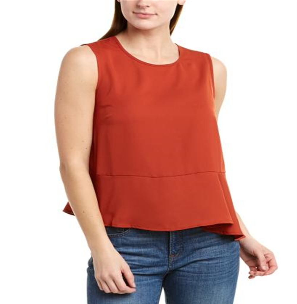 BCBGMaxazria Women's Peplum Asymmetric Blouse Copper Size M