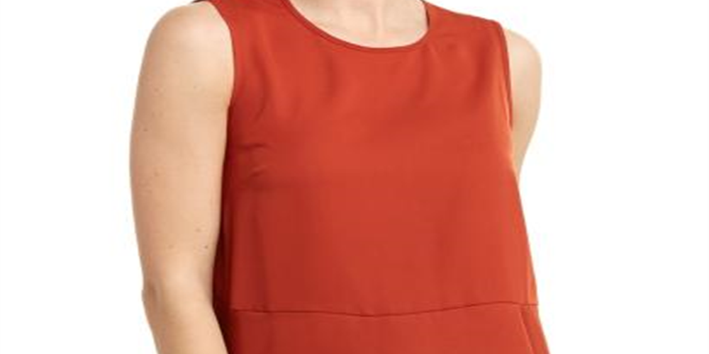 BCBGMaxazria Women's Peplum Asymmetric Blouse Copper Size M