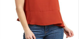 BCBGMaxazria Women's Peplum Asymmetric Blouse Copper Size M