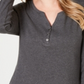Karen Scott Women's Petite Cotton Henley-Neck Top  - Charcoal Heather Black Size Petite M