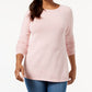 Karen Scott Women's Petite Curved-Hem Tunic Sweater  - Tea Rose Neps  Size Petite M