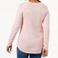 Karen Scott Women's Petite Curved-Hem Tunic Sweater  - Tea Rose Neps  Size Petite M