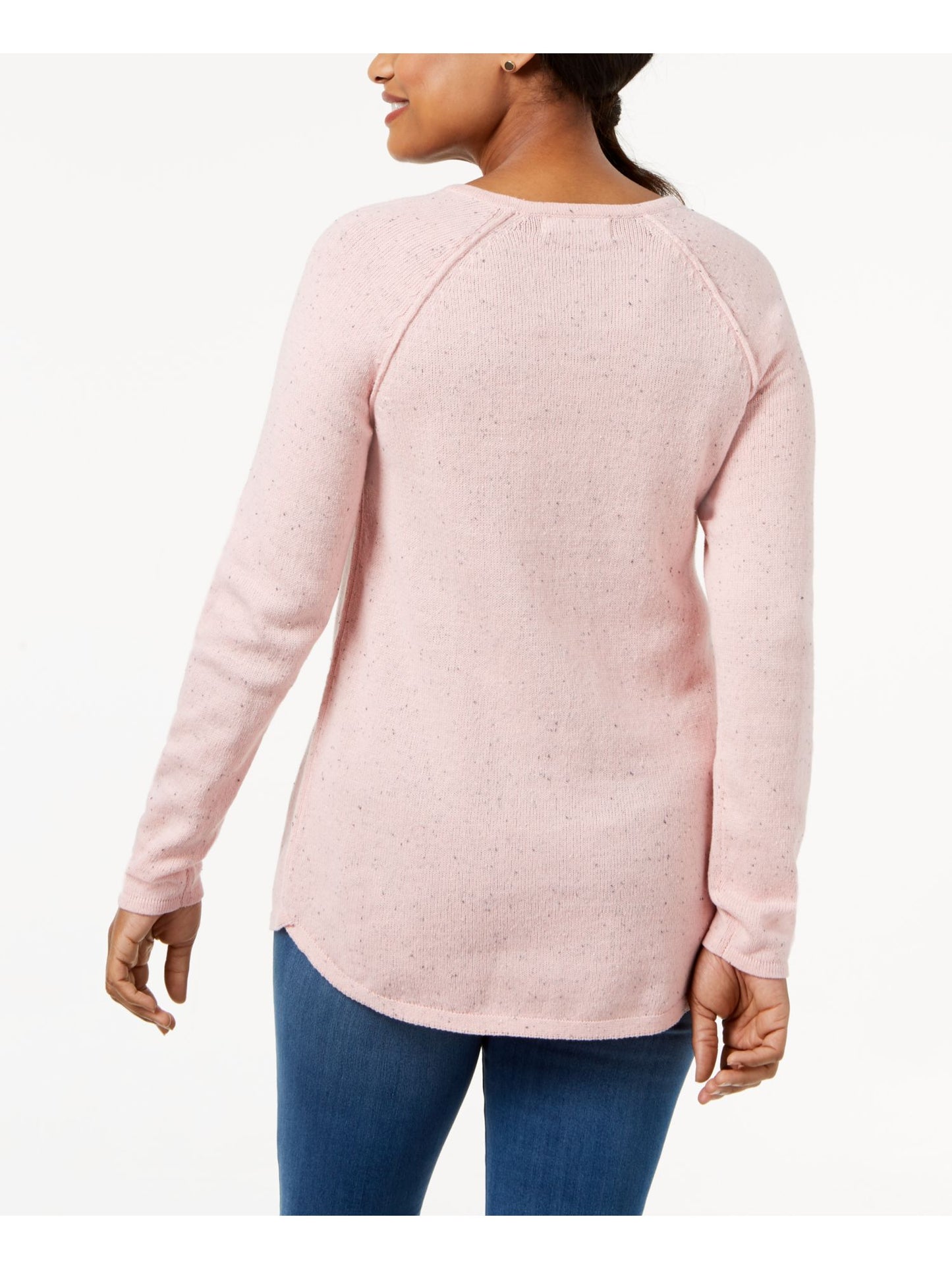 Karen Scott Women's Petite Curved-Hem Tunic Sweater  - Tea Rose Neps  Size Petite M