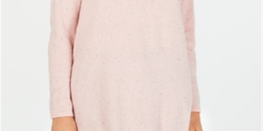Karen Scott Women's Petite Curved-Hem Tunic Sweater  - Tea Rose Neps  Size Petite M