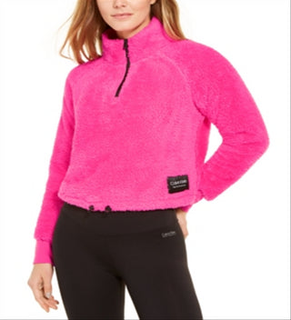 Calvin Klein Women's Performance Fleece Quarter-Zip Top - Hot Magenta Pink Size Medium