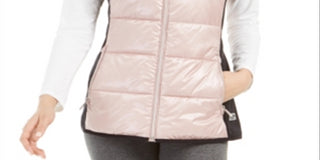 Calvin Klein Women's Performance Funnel-Neck Vest - Metallic Bare Pink Size 2XL