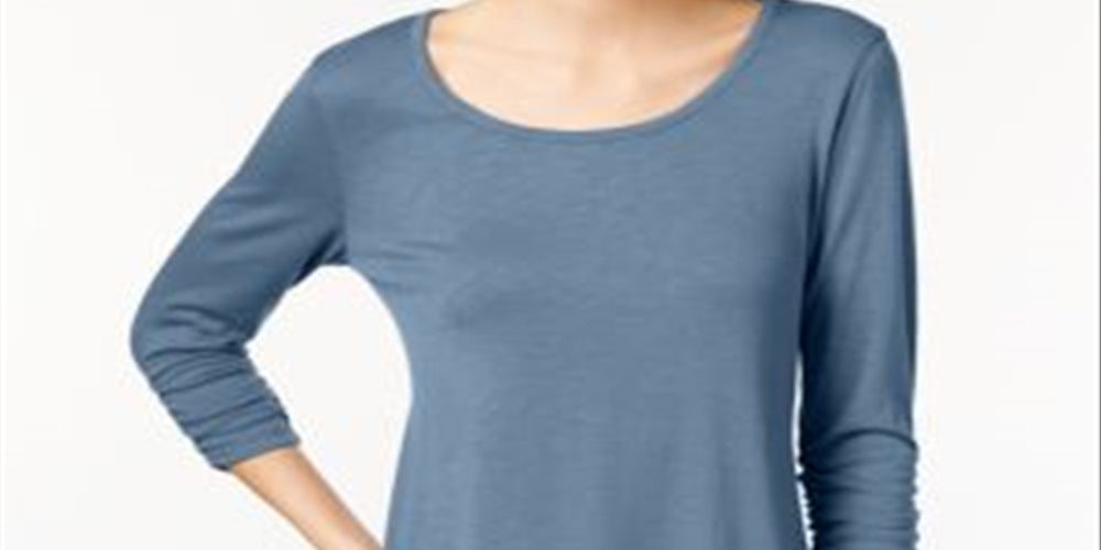 Style & Co Women's Chiffon-Hem Top  Blue Size 2XL