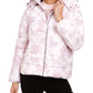 Calvin Klein Women's Printed Hooded Puffer Jacket Pink Size Large