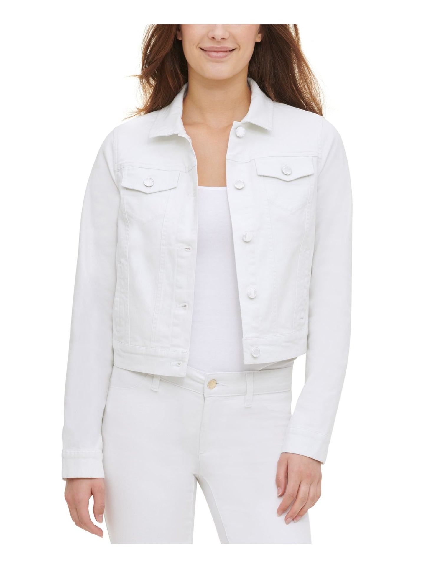 Calvin Klein Women's Denim Jacket White Size XL