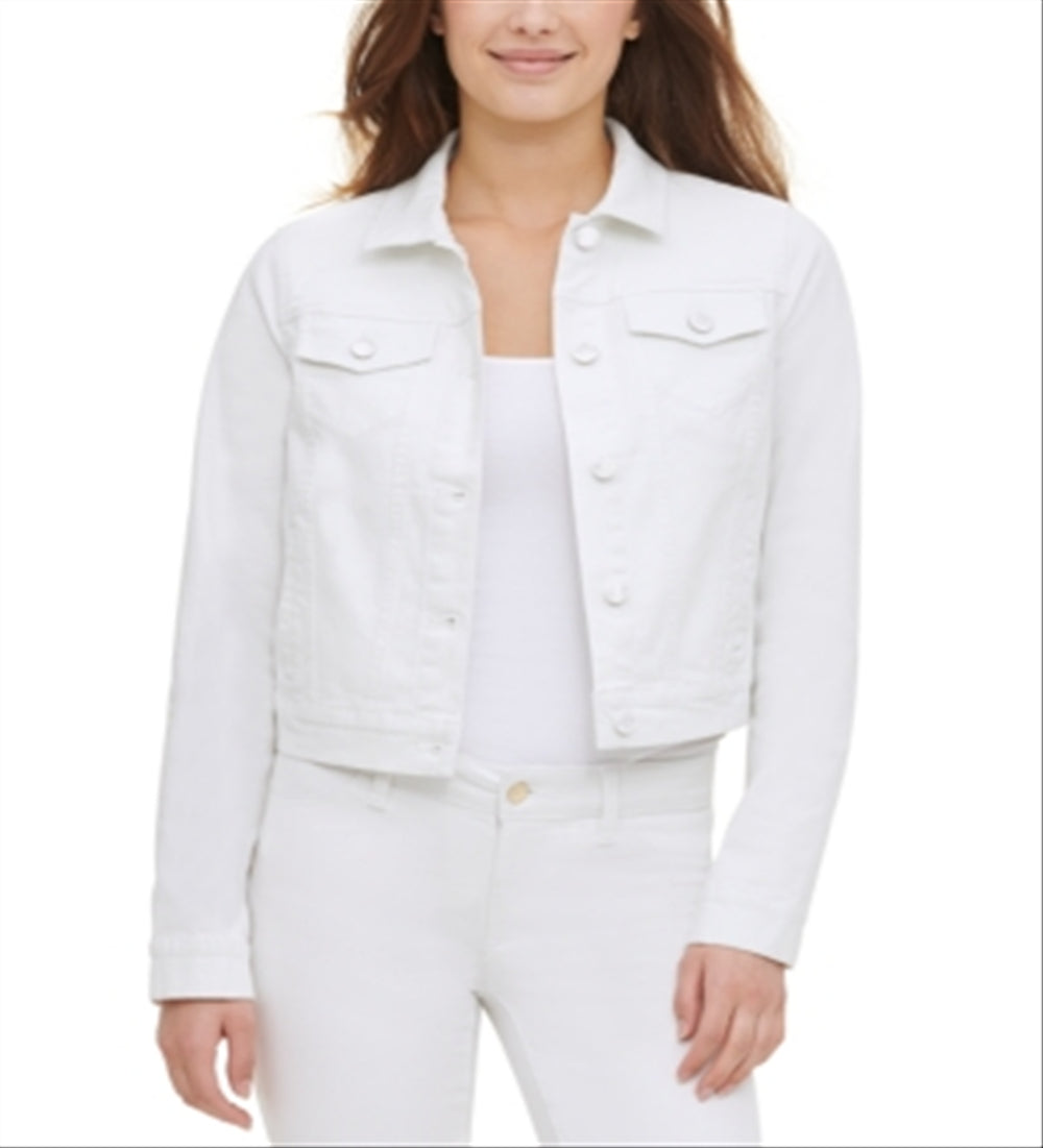Calvin Klein Women's Denim Jacket White Size XL
