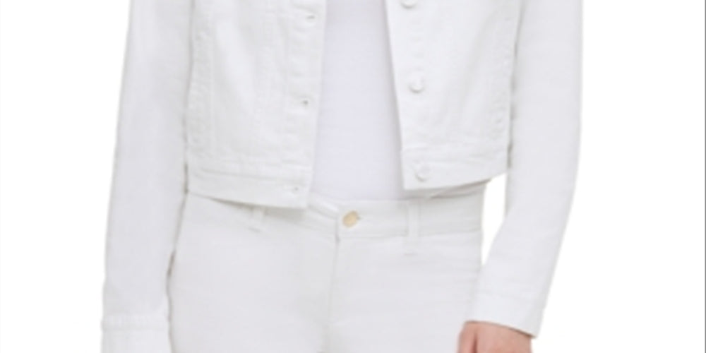 Calvin Klein Women's Denim Jacket White Size XL