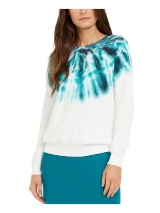 INC Women's  Pullover Thermal Tie Dye Crew Neck Green Size 2XL