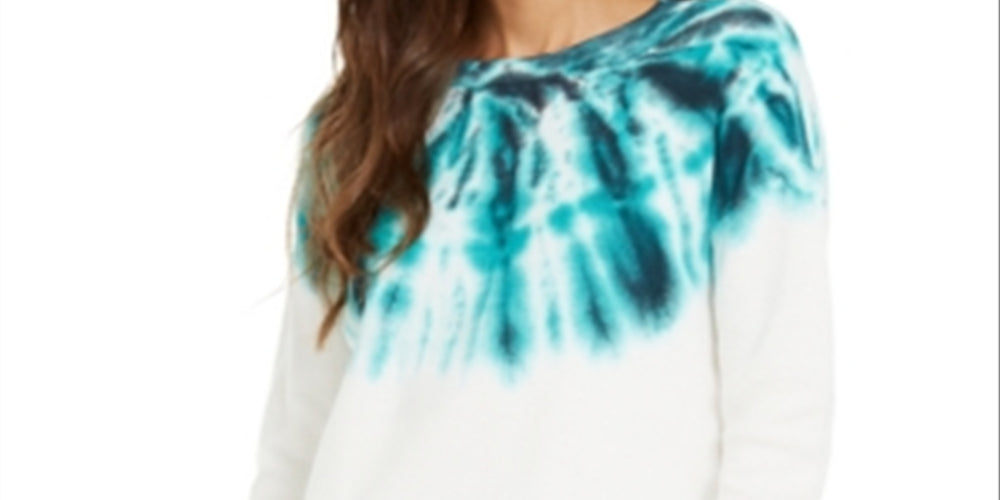 INC Women's  Pullover Thermal Tie Dye Crew Neck Green Size 2XL