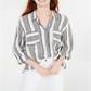 Hippie Rose Juniors' Printed Utility Shirt Black Size Large