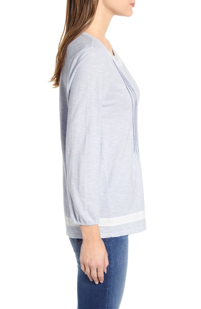 Lucky Brand Women's Pintuck Peasant Top Blue Size XS