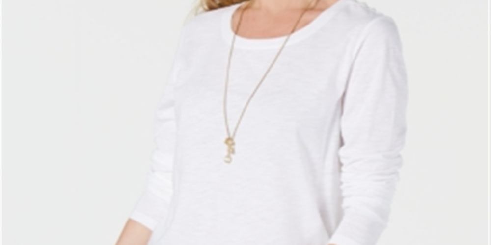 Style & Co Women's Long Sleeve Crewneck Top White Size 2XL