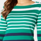 Charter Club Women's Pima Cotton Button-Shoulder Stripe Top  - Killala Green Combo Green Size XS