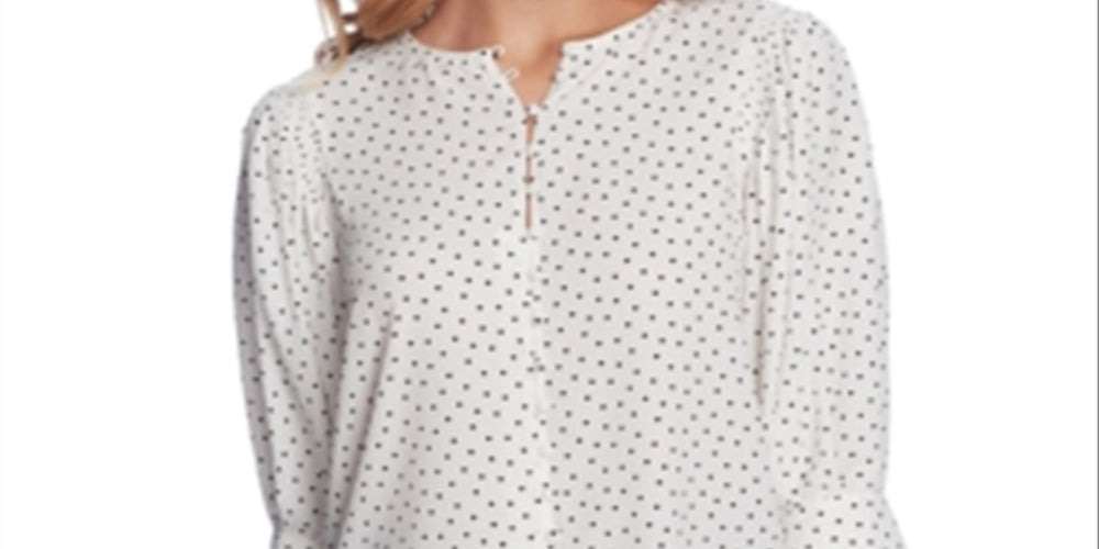 1.STATE Women's Dotted Blouson Sleeve Top Black Size XXS