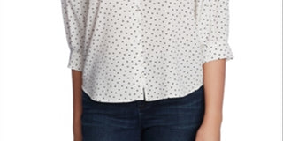 1.STATE Women's Dotted Blouson Sleeve Top Black Size XXS