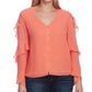 Vince Camuto Women's Ruffled Chiffon Blouse Orange Size XXS