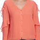 Vince Camuto Women's Ruffled Chiffon Blouse Orange Size XXS