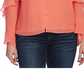 Vince Camuto Women's Ruffled Chiffon Blouse Orange Size XXS
