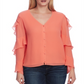 Vince Camuto Women's Ruffled Chiffon Blouse Orange Size XXS