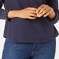 Karen Scott Women's Solid & Printed Collared Top Blue Size Petite Large