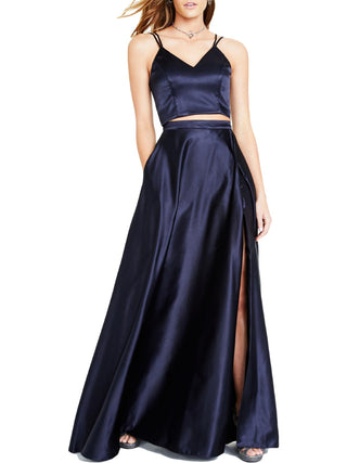 Crystal Doll Juniors' 2-Pc. Satin Ball Gown Blue Size 1