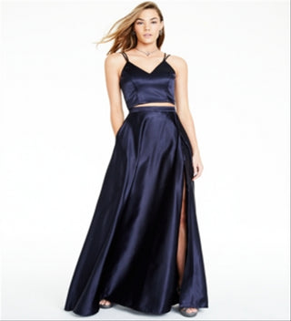 Crystal Doll Juniors' 2-Pc. Satin Ball Gown Blue Size 1