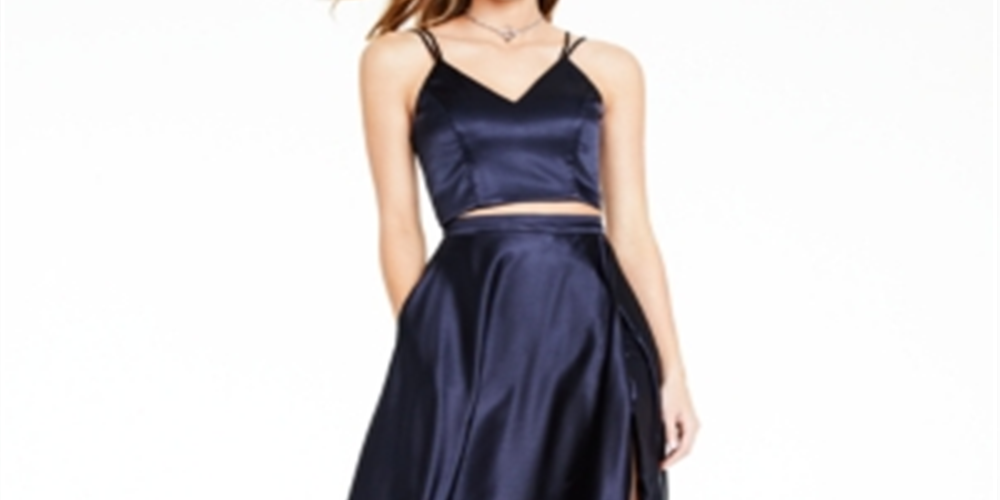 Crystal Doll Juniors' 2-Pc. Satin Ball Gown Blue Size 1