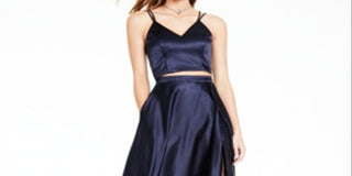 Crystal Doll Juniors' 2-Pc. Satin Ball Gown Blue Size 1