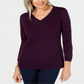 Karen Scott Women's V-Neck Sweater  Red Ochre  Size Large
