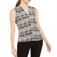 Calvin Klein Women's Snakeskin Print Sleeveless Top Black - White Size Petite S