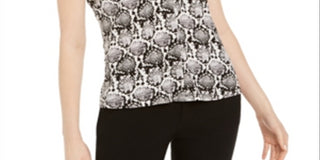 Calvin Klein Women's Snakeskin Print Sleeveless Top Black - White Size Petite S