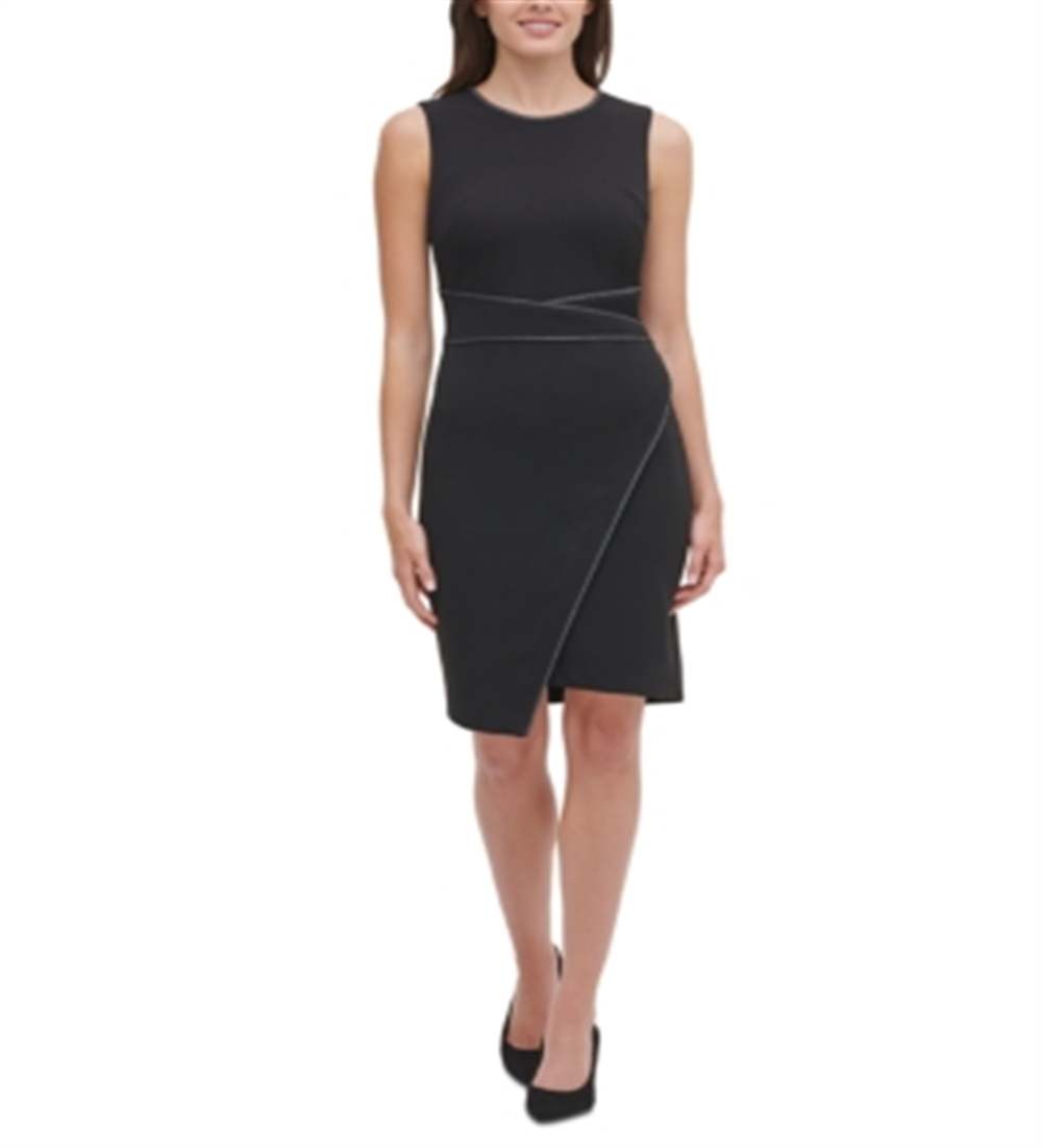 Tommy Hilfiger Women's Sleeveless Above the Knee Sheath Party Dress Black Size 18