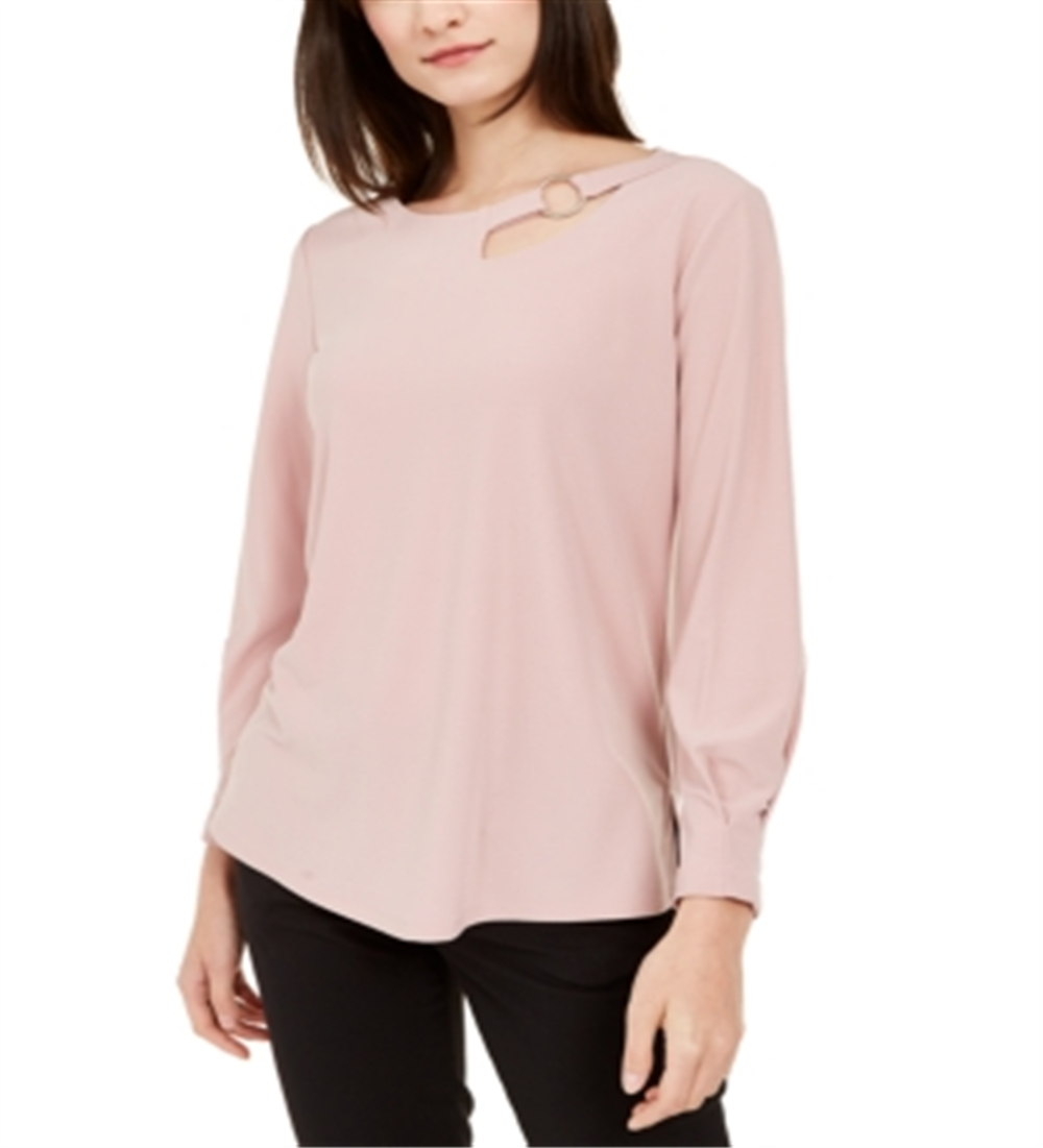 Alfani Women's Petite Cut-Out Blouse, Created Pottery Clay PM