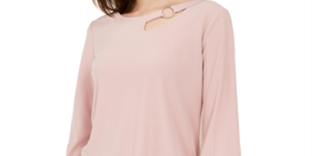 Alfani Women's Petite Cut-Out Blouse, Created Pottery Clay PM