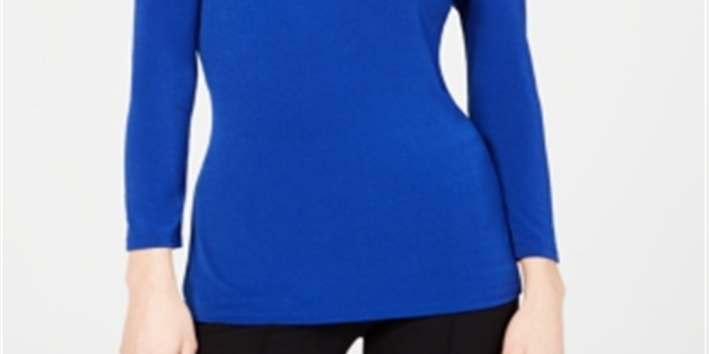 INC International Concepts Women's O Ring V Neck Top Blue Size X-Large