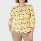 Charter Club Women's Pima Cotton Button Shoulder Printed Top Yellow Size PP