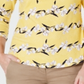 Charter Club Women's Pima Cotton Button Shoulder Printed Top Yellow Size PP