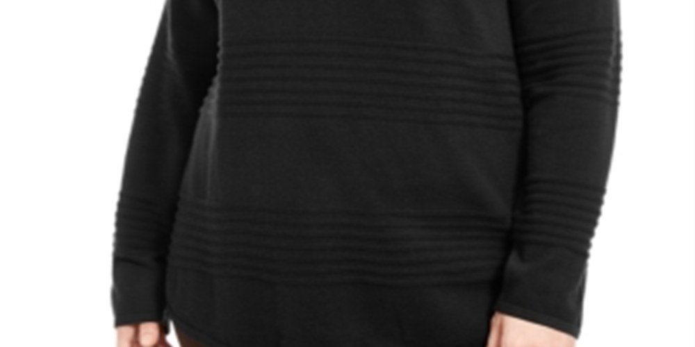 Karen Scott Women's Plus Cotton Textured Stripe Sweater -Black Size 0X