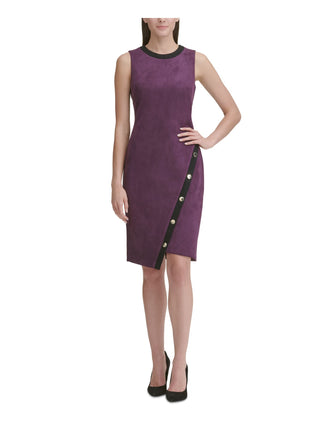 Tommy Hilfiger Women's Suede Asymmetric Hem MIDI Dress Purple Size 16