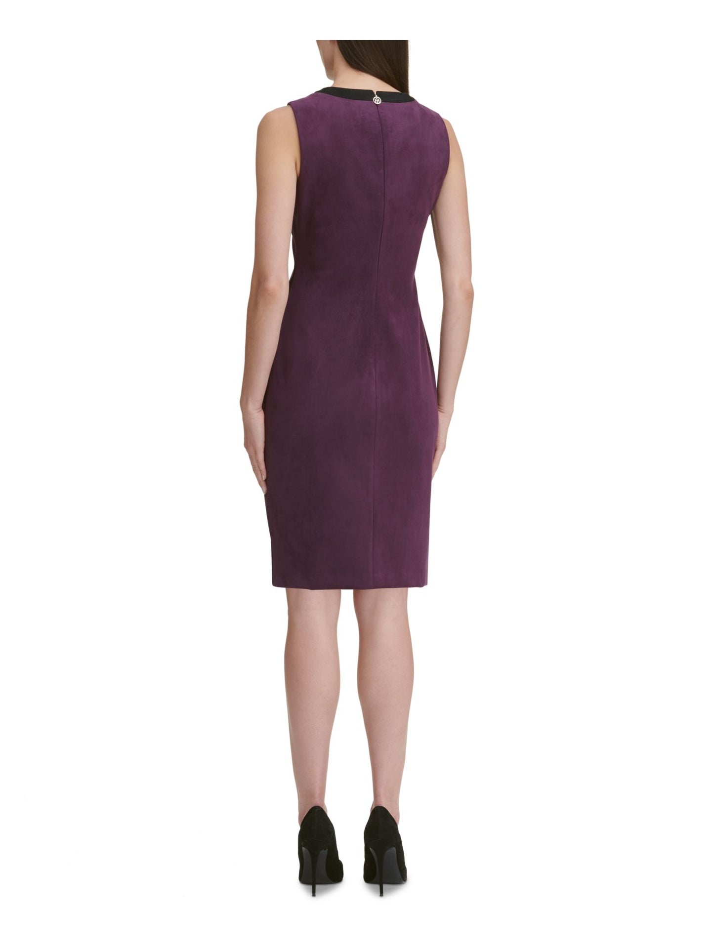 Tommy Hilfiger Women's Suede Asymmetric Hem MIDI Dress Purple Size 16