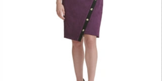Tommy Hilfiger Women's Suede Asymmetric Hem MIDI Dress Purple Size 16