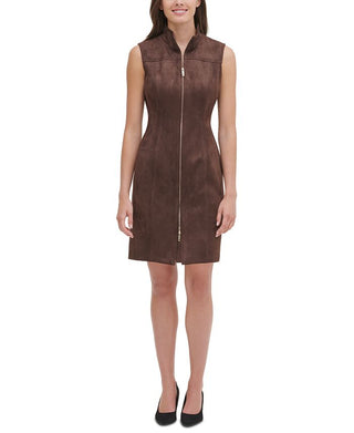 Tommy Hilfiger Women's Faux-Suede Sheath Dress Chocolate Size 16