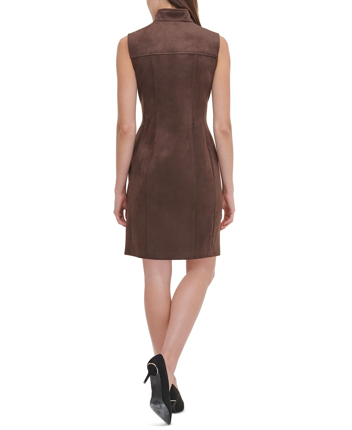Tommy Hilfiger Women's Faux-Suede Sheath Dress Chocolate Size 16