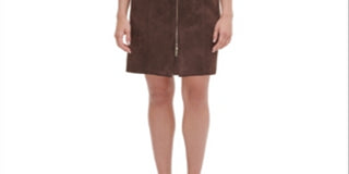 Tommy Hilfiger Women's Faux-Suede Sheath Dress Chocolate Size 16